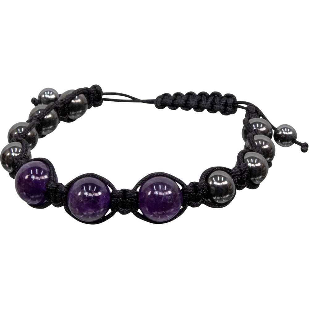 8 mm Magnetic Hematite Bracelet - Amethyst, SKU KH-95300, UPC 6016209910983