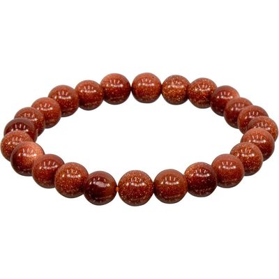 8 mm Elastic Bracelet Round Beads - Red Goldstone, SKU KH-98509, UPC 6016200280290