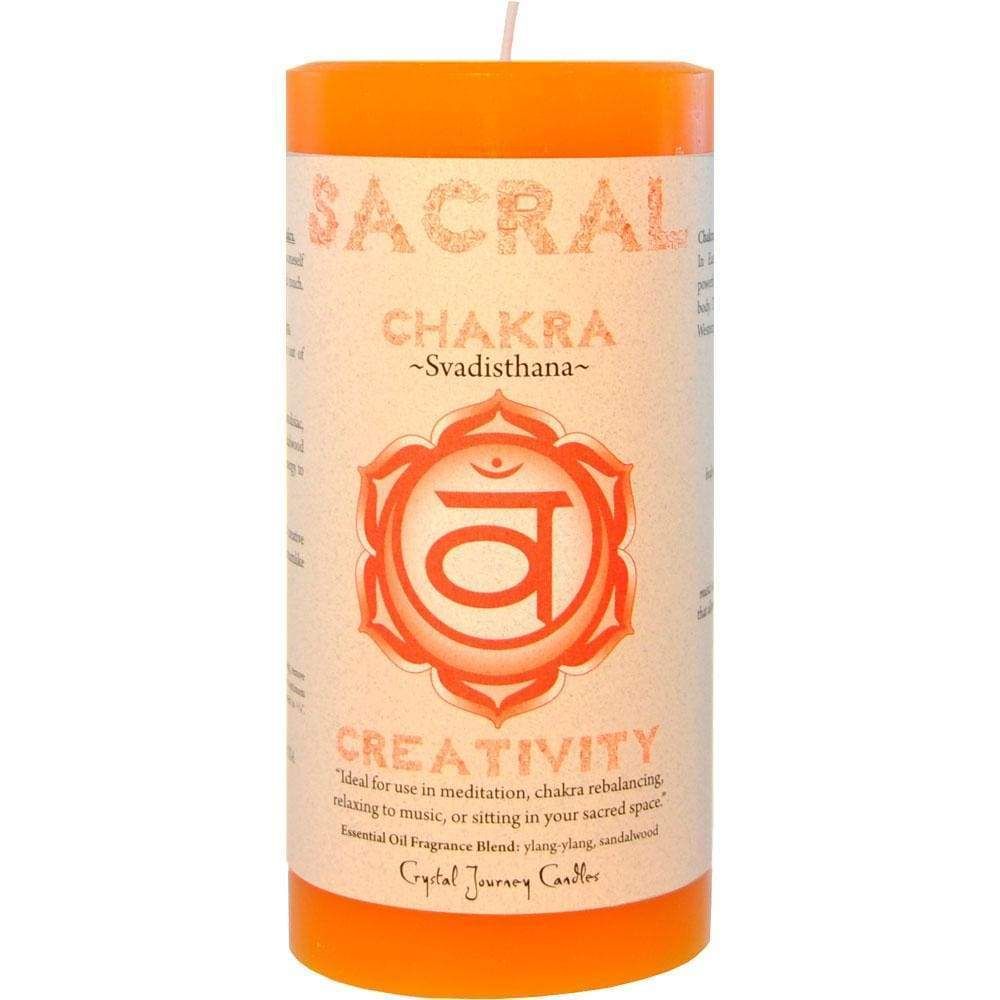 3&quot; x 6&quot; Reiki Charged Chakra Pillar Candle - Sacral Svadisthana - Orange, SKU CJ-CK112, UPC 6016230…