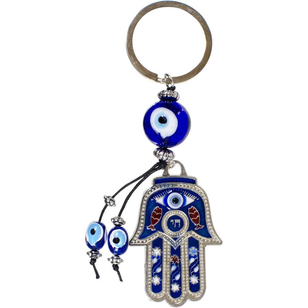 4.5&quot; Evil Eye Talisman Key Ring - Colorized Metal Fatima Hand, SKU KH-63388, UPC 6016227430494