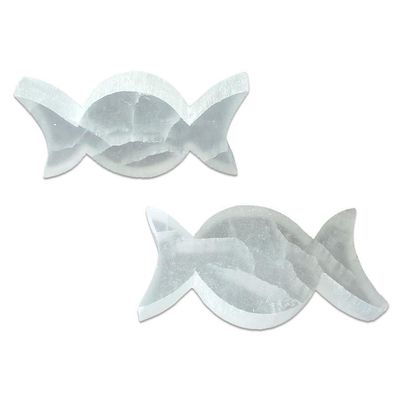 4.5 x 2.5&quot; Selenite Triple Moon Altar Tile, SKU SEL-TM, UPC 6016004130111