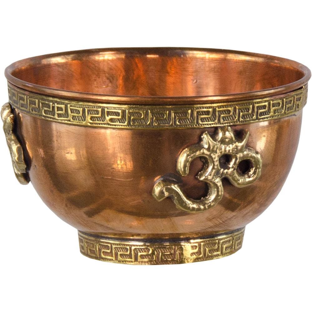 3&quot; Copper Bowl Incense &amp; Charcoal Burner - Om, SKU CBO3, UPC 6016203085014