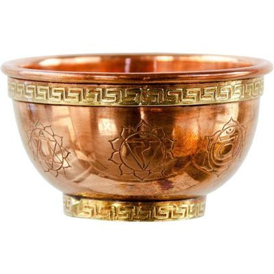 3&quot; Copper Bowl Incense &amp; Charcoal Burner - Seven Chakras, SKU CB3S, UPC 6016202880832