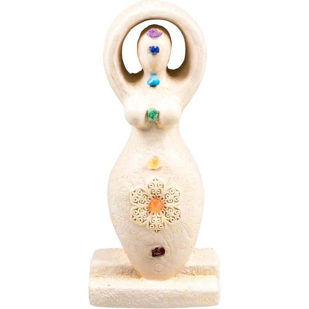 5.5&quot; Gypsum Cement Goddess Figurine - Chakras, SKU KH-12205, UPC 6016200168192
