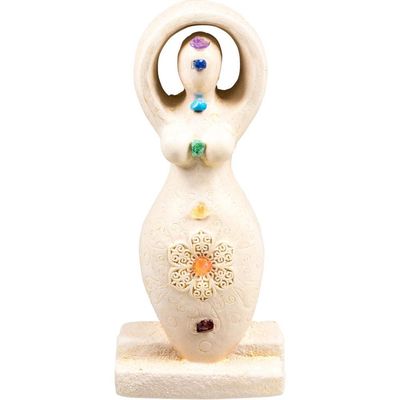 5.5&quot; Gypsum Cement Goddess Figurine - Chakras, SKU KH-12205, UPC 6016200168192