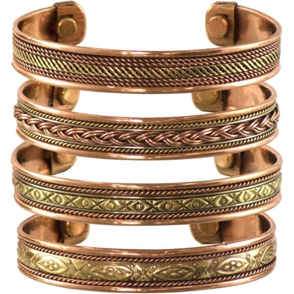 Tibetan Copper Bracelet Magnetic - India Pattern (Set of 4), SKU KH-95202, UPC 6016207932987