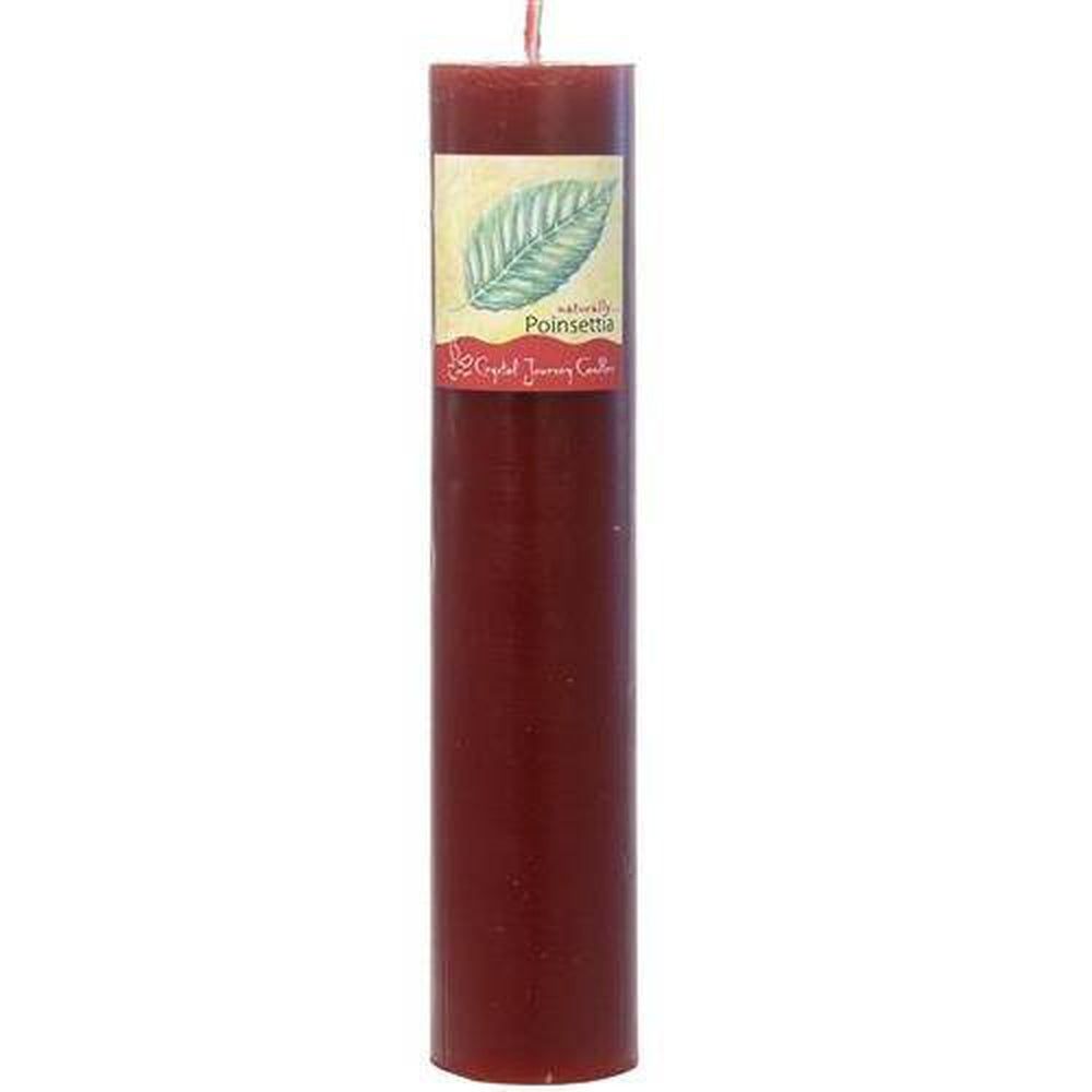 Traditional 1.5&quot; x 7&quot; Pillar Candle - Poinsettia, SKU CJ-TP834, UPC 700317056690