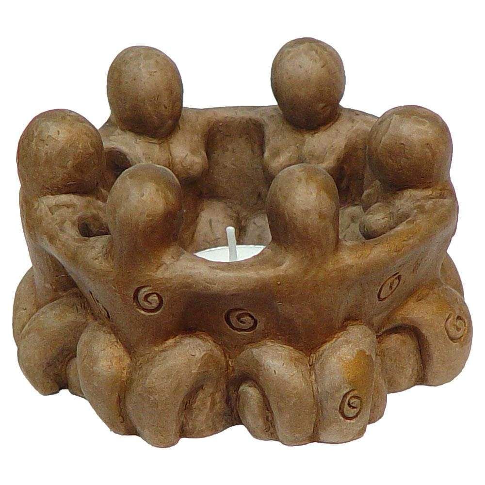 5&quot; Gypsum Cement Tealight Holder - Circle of Goddesses, SKU KH-12096, UPC