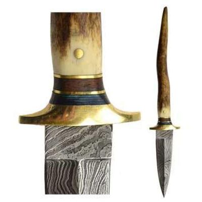 8.5&quot; Bone Damascus Athame, SKU DM-1030, UPC 6016254338305