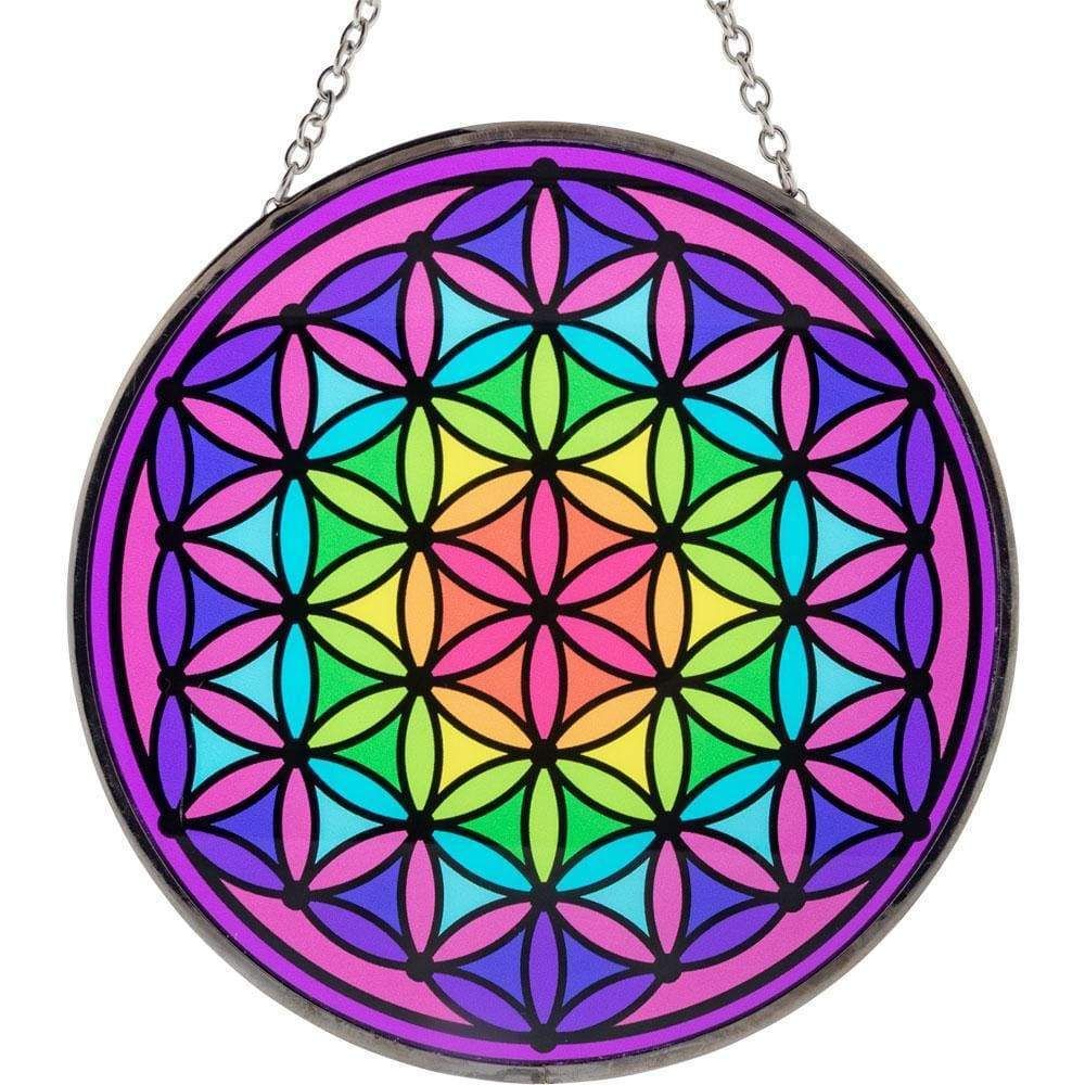 6&quot; Glass Suncatcher - Flower of Life, SKU KH-63025, UPC 6016215251216