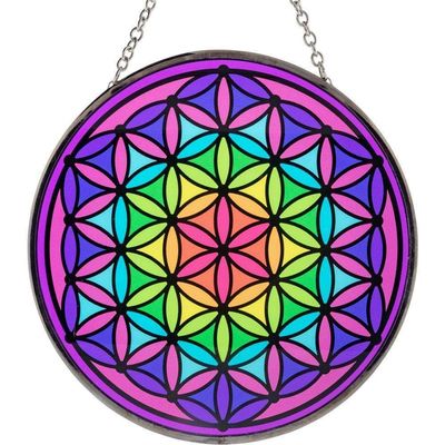 6&quot; Glass Suncatcher - Flower of Life, SKU KH-63025, UPC 6016215251216