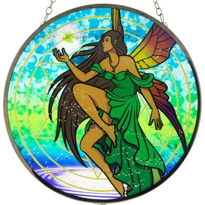 6&quot; Glass Suncatcher - Spring Fairy, SKU KH-63076, UPC 6016002348396