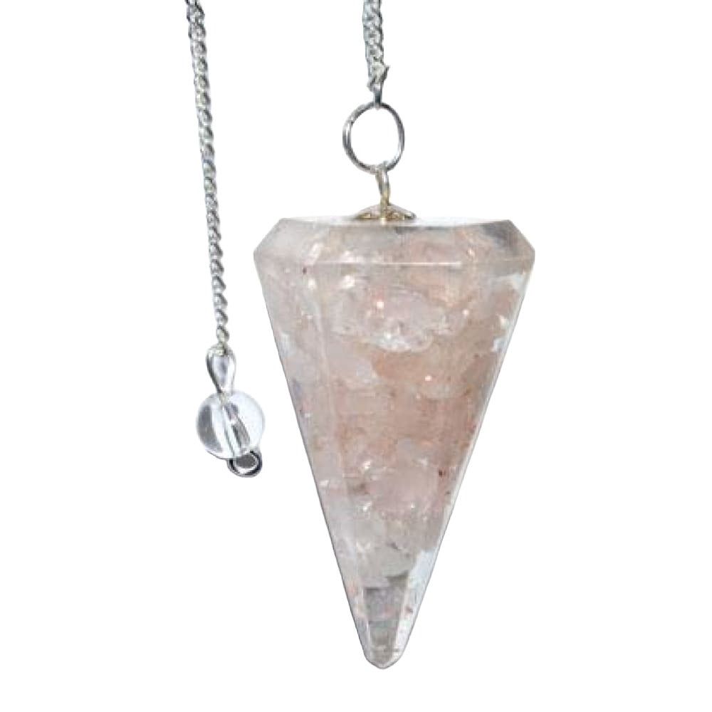 6-Sided Pendulum - Orgone Rose Quartz, SKU PEND-43, UPC 6016210955980