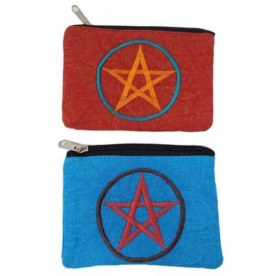 6&quot; x 4&quot; Pentagram Embroidered Zipper Bag, SKU CP02, UPC 6016022972977