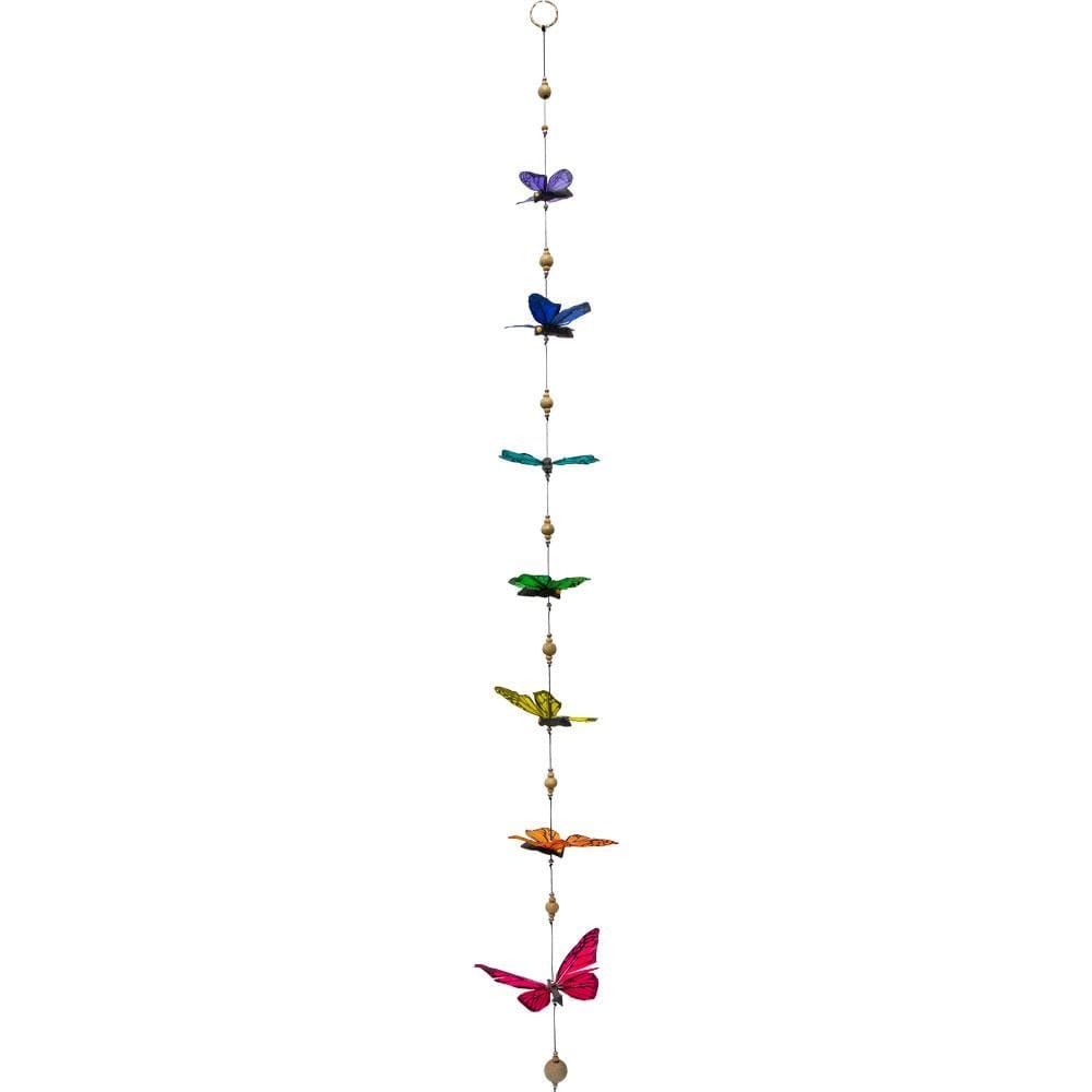 39.5&quot; Feather Butterfly String Mobile - Chakra, SKU KH-57625, UPC 6016202466456