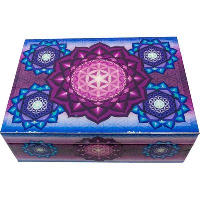 5&quot; x 7&quot; Wooden Box Printed Velvet Lined - Flower of Life, SKU KH-44394, UPC 6016205495491