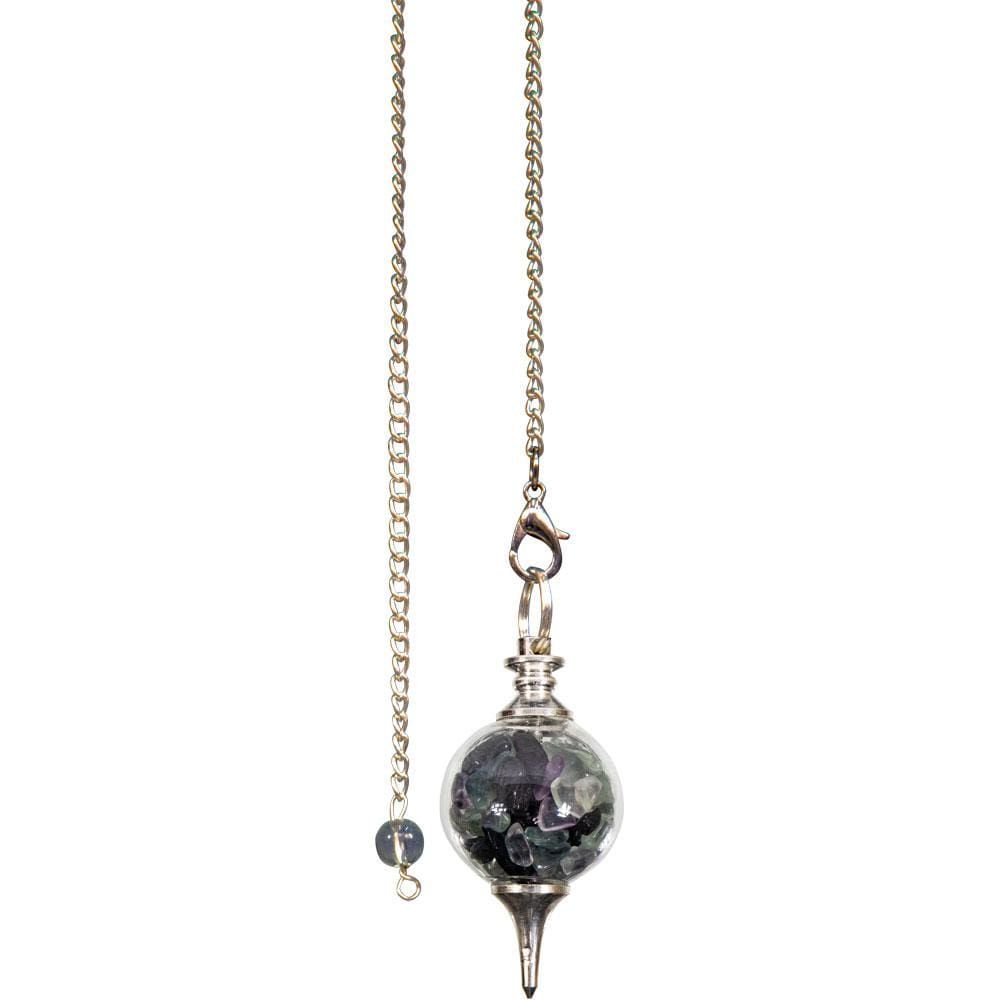 Pendulum Glass Sephoroton - Black Tourmaline &amp; Fluorite Chips - Protection, SKU KH-61345, UPC 60162…