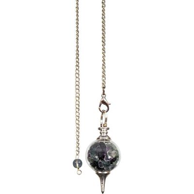 Pendulum Glass Sephoroton - Black Tourmaline &amp; Fluorite Chips - Protection, SKU KH-61345, UPC 60162…