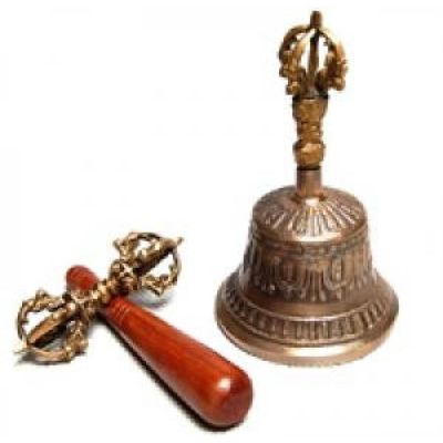 6&quot; Tibetan Hand Bell with Dorji, SKU 90, UPC 6016216379339