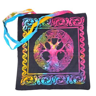 18&quot; x 18&quot; Mandala Tree Tie Dye Tote Bag, SKU Z047-SC74-MTR, UPC 6016203553575