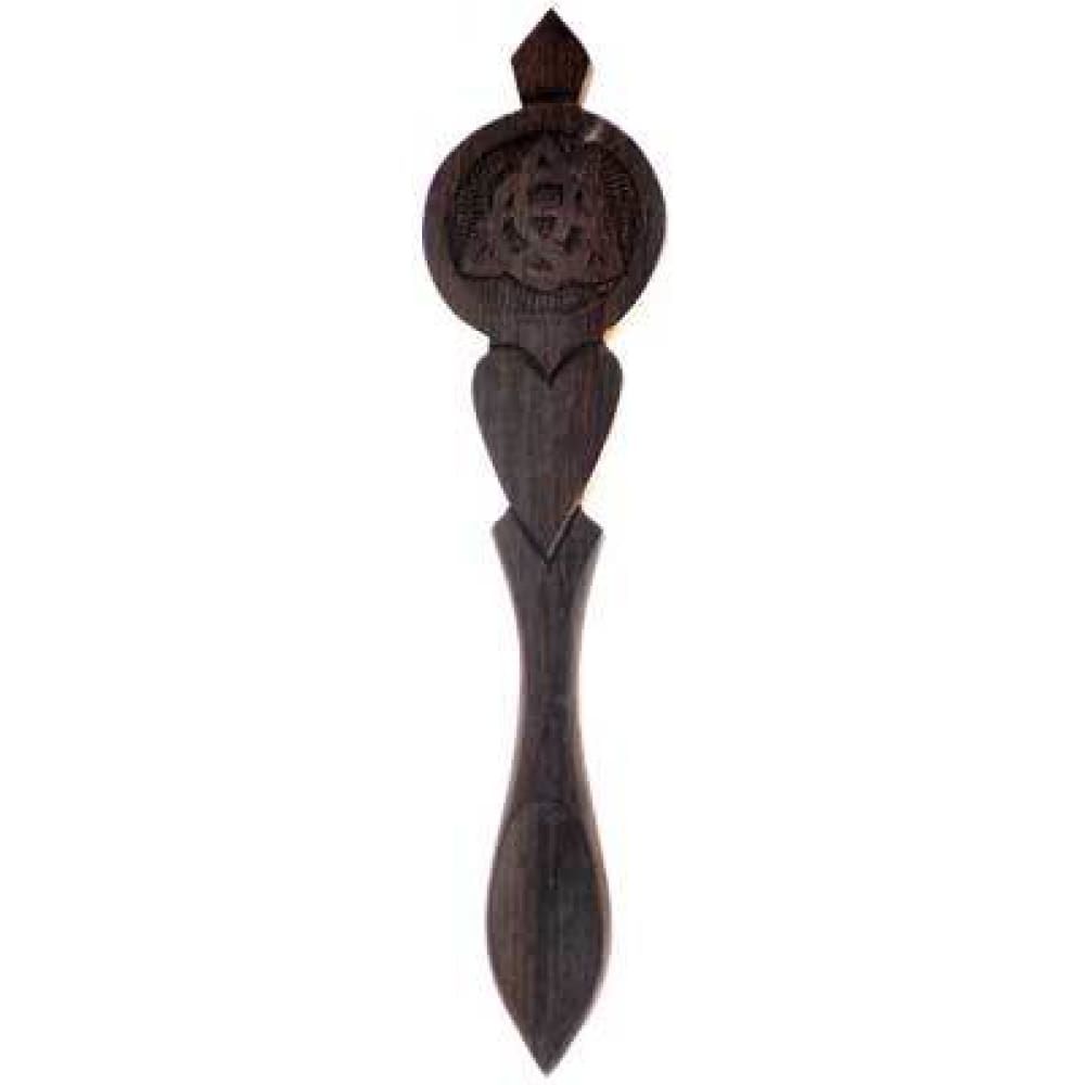 6.5&quot; Triquetra Ritual Sheesham Wood Spoon, SKU SPS02, UPC 6016215841813