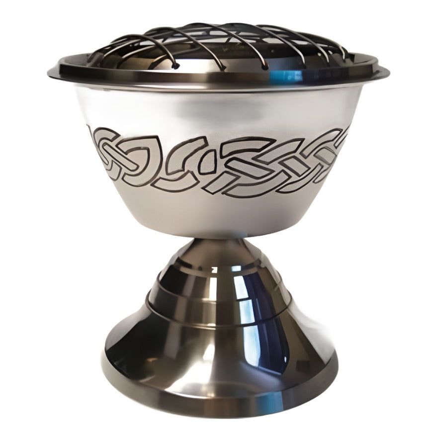 4&quot; Celtic Knot Carved Brass Screen Censer Burner, SKU BB4, UPC 6016005017084