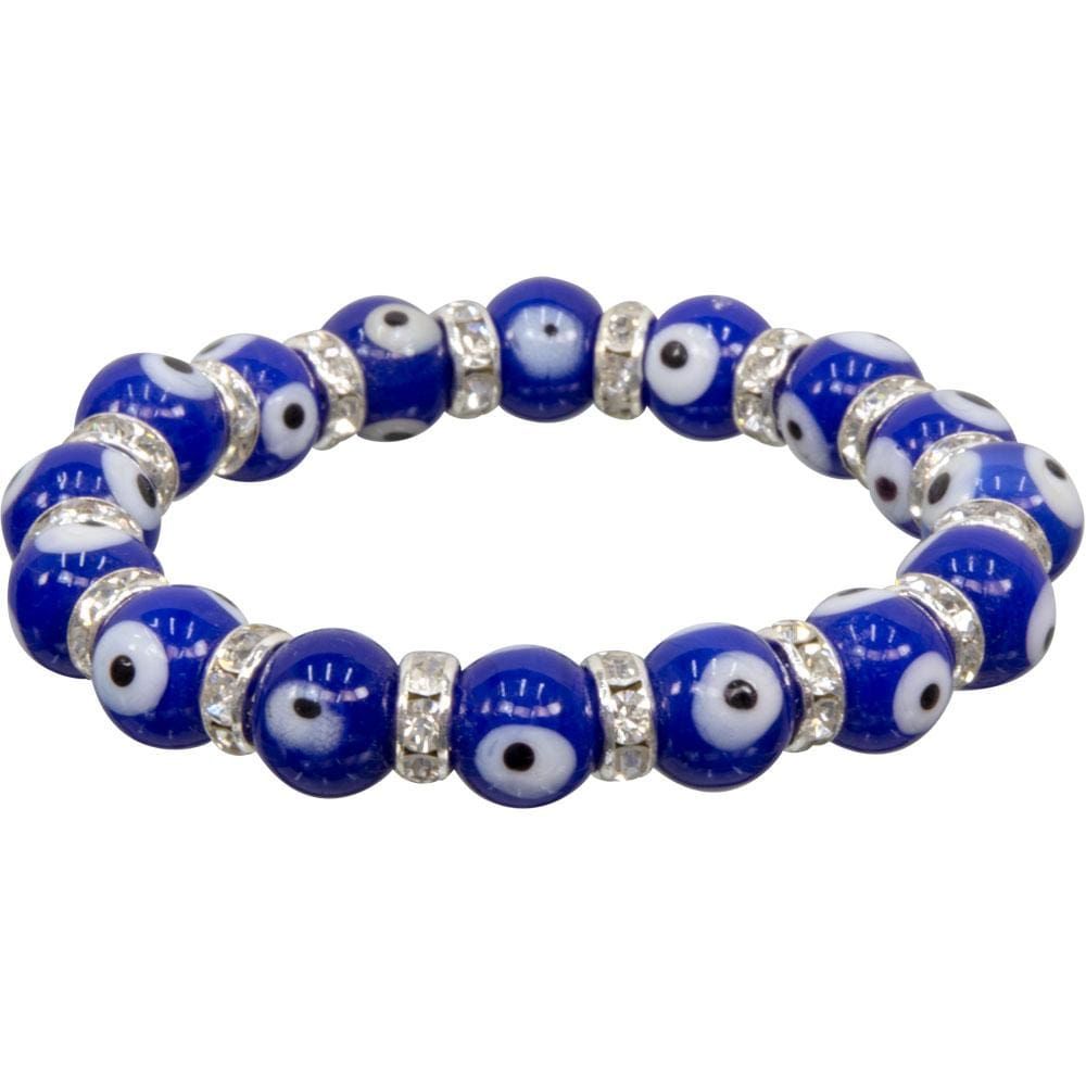 8 mm Elastic Bracelet - Evil Eye Protection Cobalt Blue, SKU KH-95222, UPC 6016201962973