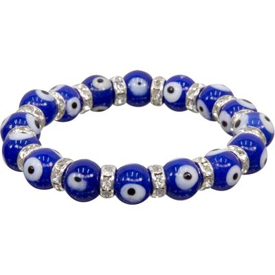 8 mm Elastic Bracelet - Evil Eye Protection Cobalt Blue, SKU KH-95222, UPC 6016201962973