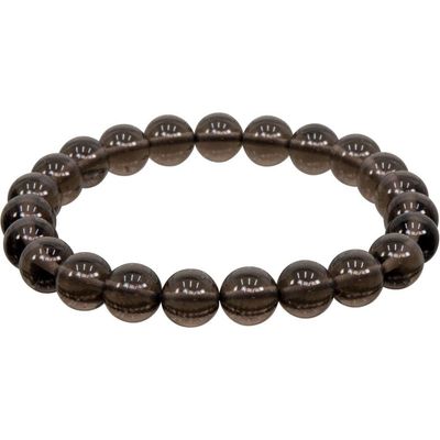 8 mm Elastic Bracelet Round Beads - Smoky Quartz, SKU KH-98604, UPC 6016202028036