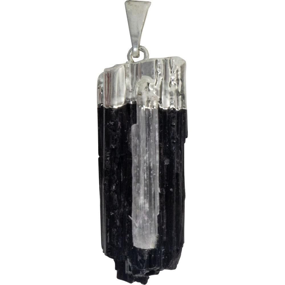 Black Tourmaline Pendant - Selenite, SKU KH-99297, UPC 6016007615615