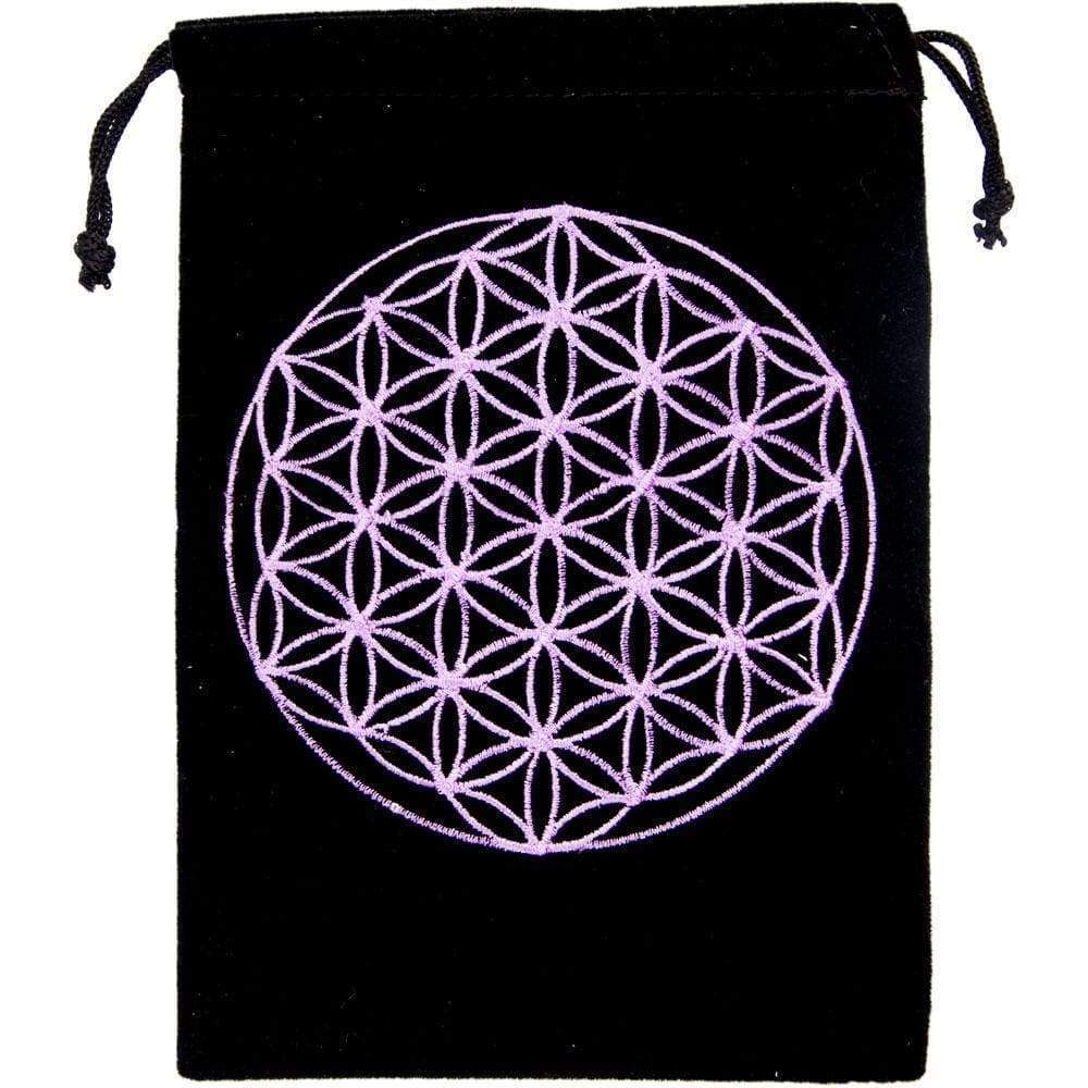 5&quot; x 7&quot; Embroidered Unlined Velvet Bag - Flower of Life, SKU KH-60150, UPC 6016211831832