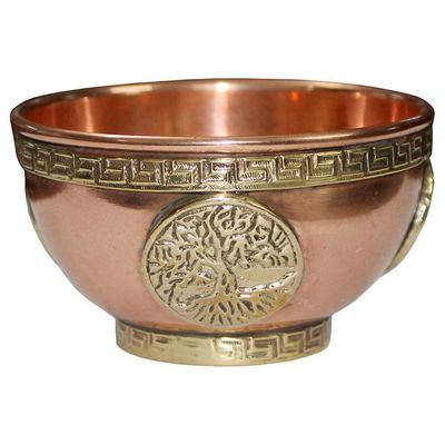 3&quot; Copper Bowl Incense &amp; Charcoal Burner - Tree of Life, SKU CB3TOL, UPC 6016201752727