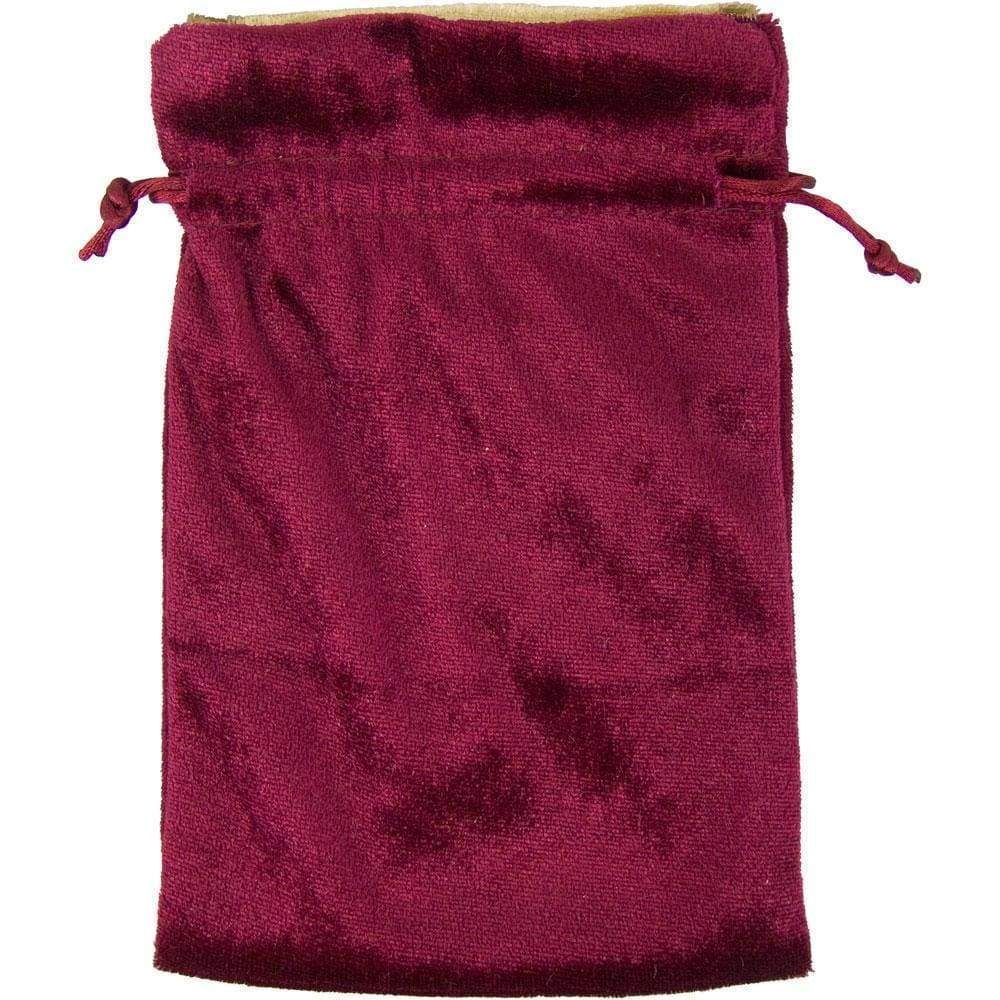 8&quot; x 4.5&quot; Burgundy Velvet Bag with Gold Lining, SKU KH-60086, UPC 6016232252265