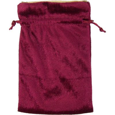 8&quot; x 4.5&quot; Burgundy Velvet Bag with Gold Lining, SKU KH-60086, UPC 6016232252265