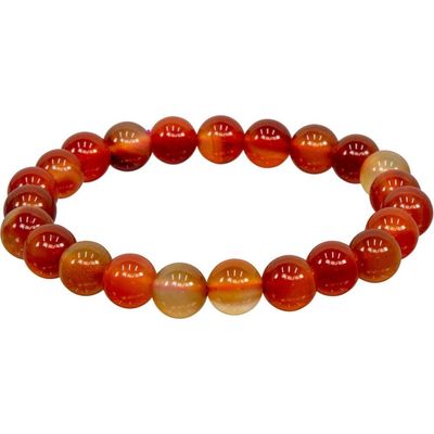 8 mm Elastic Bracelet Round Beads - Brown &amp; Red Agate, SKU KH-98540, UPC 6016217831898