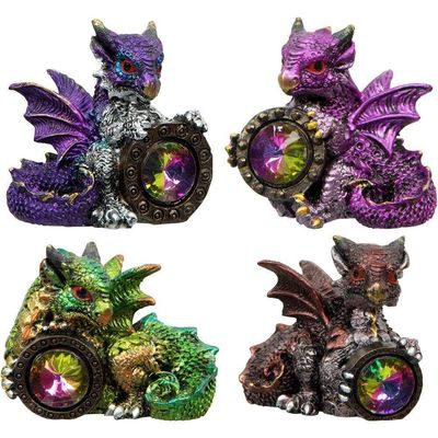 2&quot; Cute Baby Dragon with Gem Figurine Set (Set of 4), SKU KH-33350, UPC 6016217312335