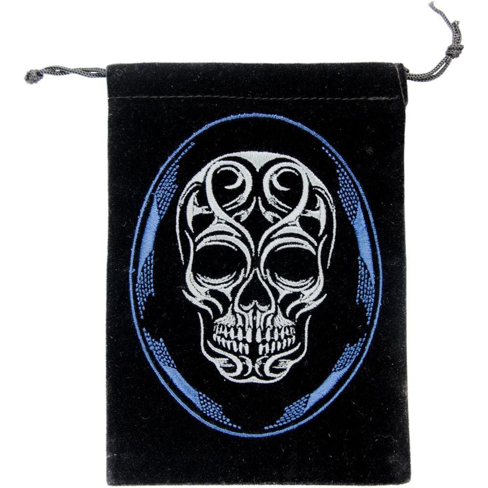5&quot; x 7&quot; Embroidered Unlined Velvet Bag - Skull, SKU KH-60153, UPC 6016202198180