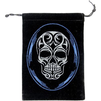 5&quot; x 7&quot; Embroidered Unlined Velvet Bag - Skull, SKU KH-60153, UPC 6016202198180