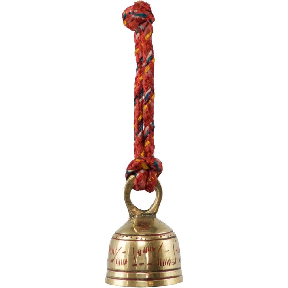 5&quot; Brass Altar Bells with Red Corded Loop Engraved (Set of 3), SKU KH-31333, UPC 6016210060073