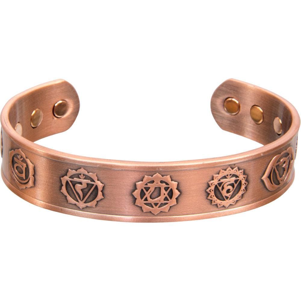 Antique Copper Magnetic Bracelet - Seven Chakras, SKU KH-95349, UPC 6016207963974