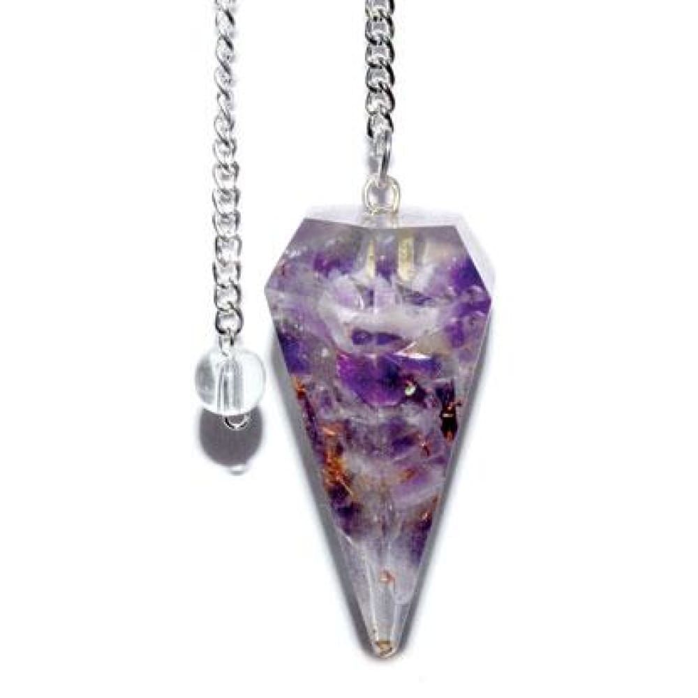 6-Sided Pendulum - Orgone Amethyst, SKU PEND-42, UPC 6016207160113