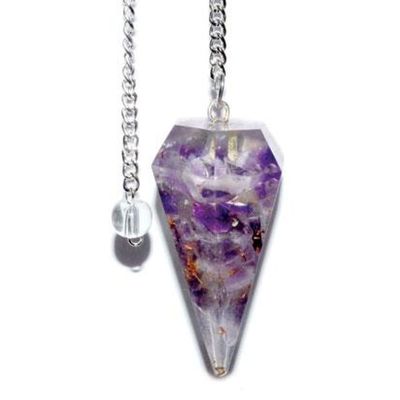 6-Sided Pendulum - Orgone Amethyst, SKU PEND-42, UPC 6016207160113