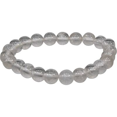 8 mm Elastic Bracelet Round Beads - Natural Crystal, SKU KH-98501, UPC 6016220232262