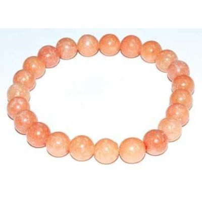 8 mm Elastic Bracelet Round Beads - Peach Calcite, SKU JB8CALP, UPC 700317057840