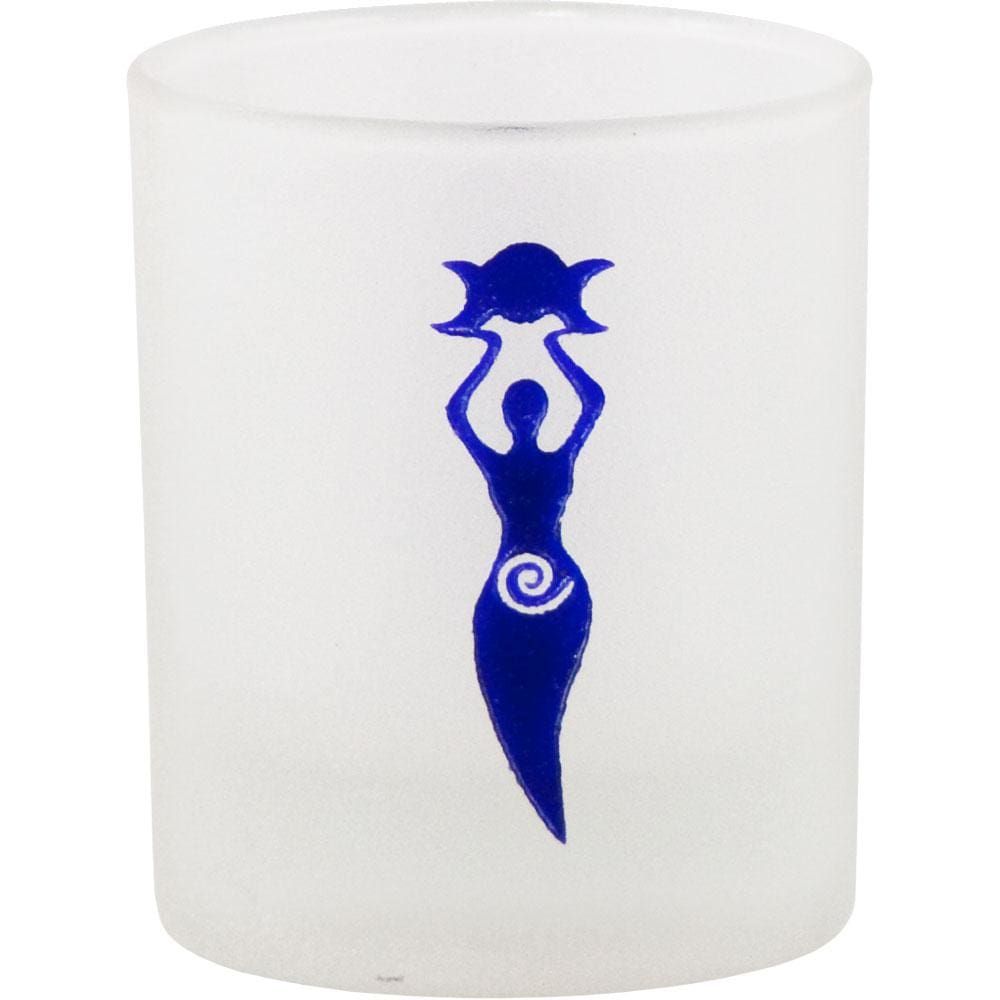 2.5&quot; Etched Glass Votive Holder - Moon Goddess, SKU KH-01095, UPC 6016200210242