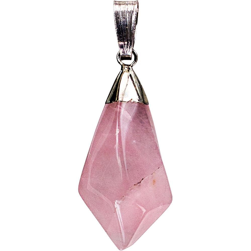 Diamond Shape Stone Pendant - Rose Quartz, SKU KH-97621, UPC 6016201942920