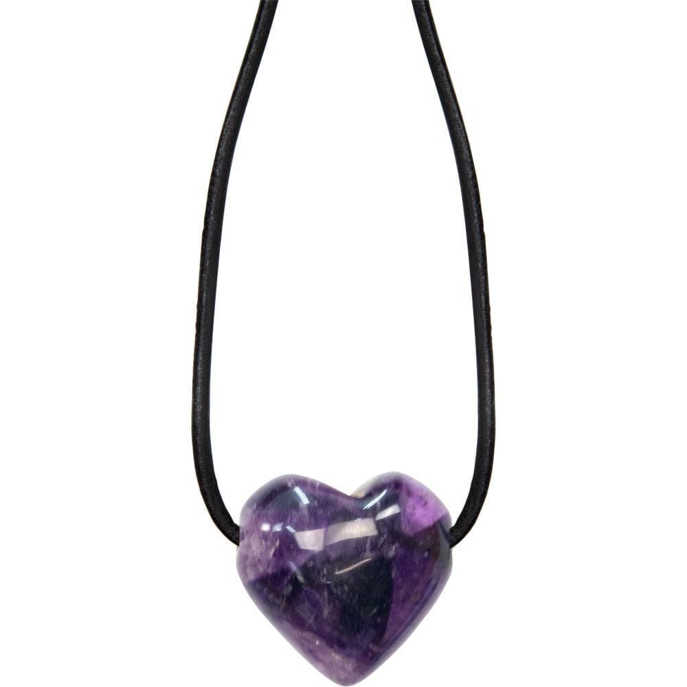 Gemstone Puffed Heart Necklace - Amethyst, SKU KH-99254, UPC 6016202182189