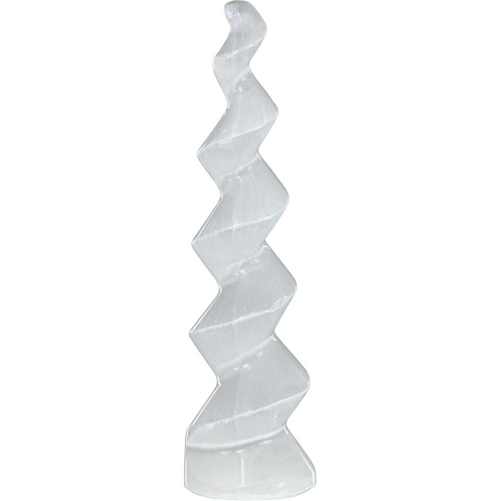 7&quot; Gemstone Carved Standing Twist - Selenite, SKU KH-63126, UPC 6016209811839