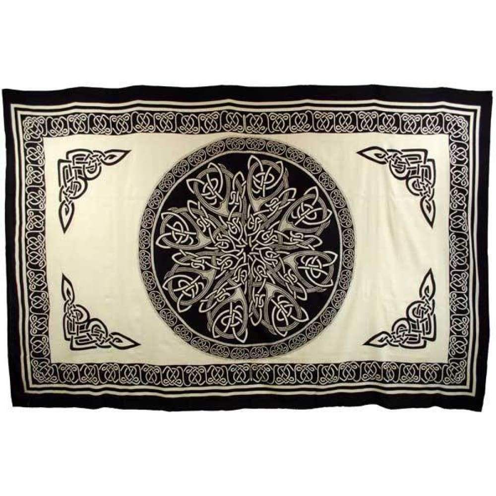 72&quot; x 108&quot; Ancient Celtic Knot Black on White Tapestry, SKU X031-CPS-KMW, UPC 6016221272205