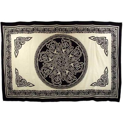 72&quot; x 108&quot; Ancient Celtic Knot Black on White Tapestry, SKU X031-CPS-KMW, UPC 6016221272205